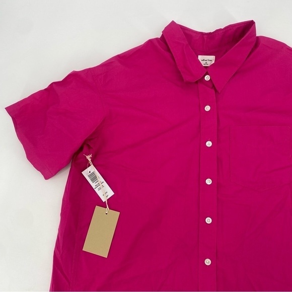 ARITZIA Wilfred Women's 2XS Vital Pink Short Sleeve Button Down Oversized Shirt - Picture 5 of 13
